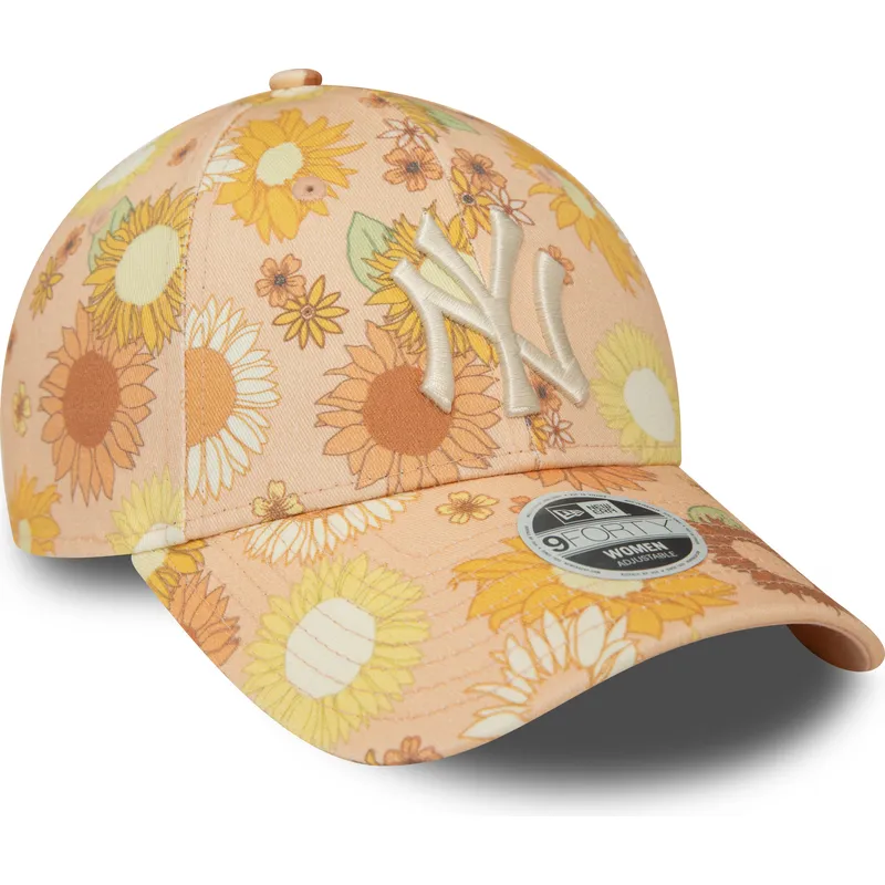 shapka-izvita-oranzhev-reguliruem-9forty-floral-all-over-print-na-new-york-yankees-mlb-ot-new-era