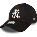 new-era-mlb-new-york-yankees-9forty-verstellbare-damenkappe-mit-gebogenem-schirm-in-schwarz-mit-blumenmuster