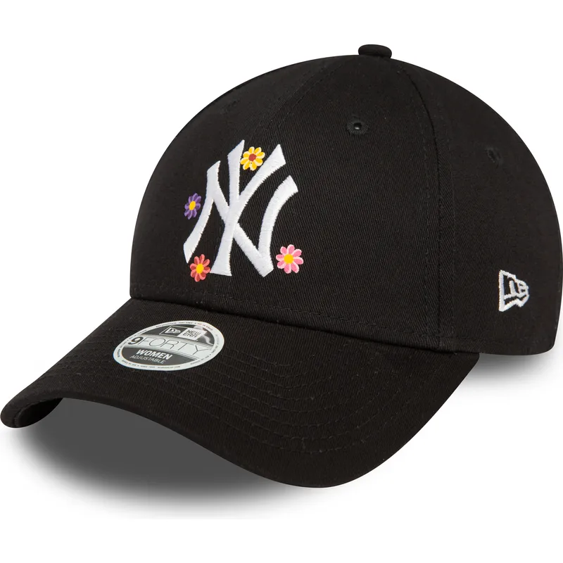 shapka-izvita-cherna-reguliruem-9forty-flower-na-new-york-yankees-mlb-ot-new-era