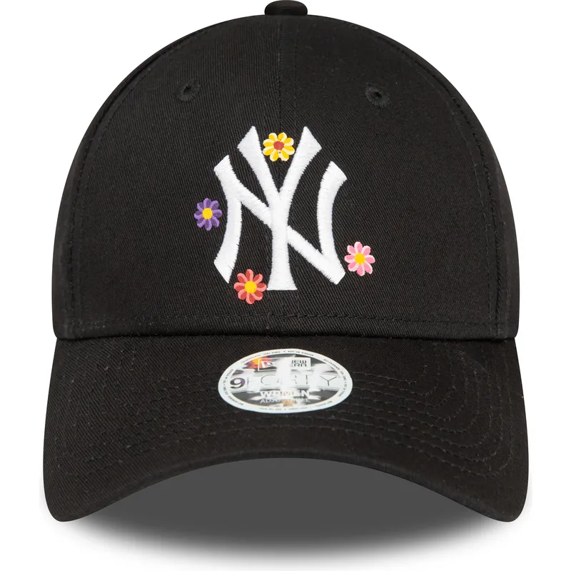 shapka-izvita-cherna-reguliruem-9forty-flower-na-new-york-yankees-mlb-ot-new-era