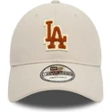 verstellbare-beige-gebogene-kappe-mit-braunem-logo-9twenty-boucle-der-los-angeles-dodgers-mlb-von-new-era