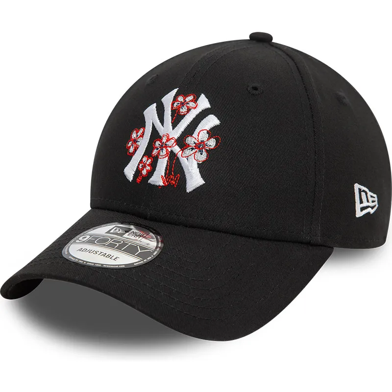 shapka-izvita-cherna-reguliruem-9forty-flower-icon-na-new-york-yankees-mlb-ot-new-era