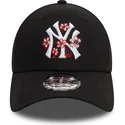 shapka-izvita-cherna-reguliruem-9forty-flower-icon-na-new-york-yankees-mlb-ot-new-era