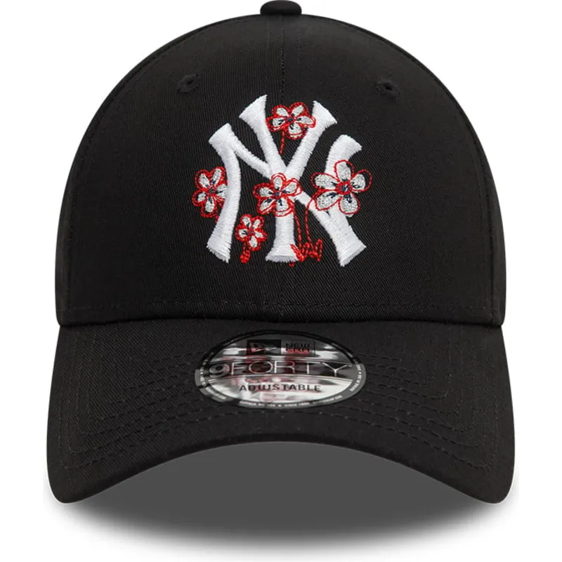shapka-izvita-cherna-reguliruem-9forty-flower-icon-na-new-york-yankees-mlb-ot-new-era