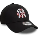 new-era-new-york-yankees-mlb-9forty-flower-icon-verstellbare-schwarze-kappe-mit-gebogenem-schirm