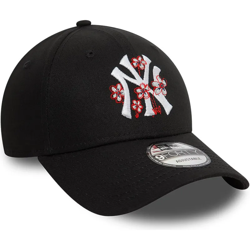 shapka-izvita-cherna-reguliruem-9forty-flower-icon-na-new-york-yankees-mlb-ot-new-era