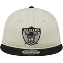 beige-und-schwarze-verstellbare-flatcap-9fifty-retro-crown-denim-der-oakland-raiders-nfl-von-new-era