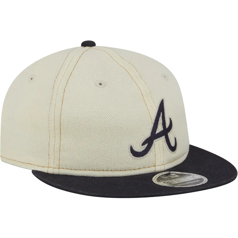 beige-und-marineblaue-flache-9fifty-retro-crown-denim-kappe-der-atlanta-braves-mlb-von-new-era