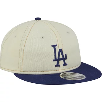 Casquette plate beige et bleue 9FIFTY Retro Crown Denim Los Angeles Dodgers MLB New Era