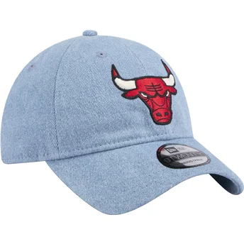 Blå justerbar buet kasket 9TWENTY Washed Denim fra Chicago Bulls NBA fra New Era