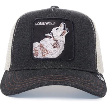 Sort og hvid trucker kasket med ulv The Lone Wolf The Farm fra Goorin Bros.