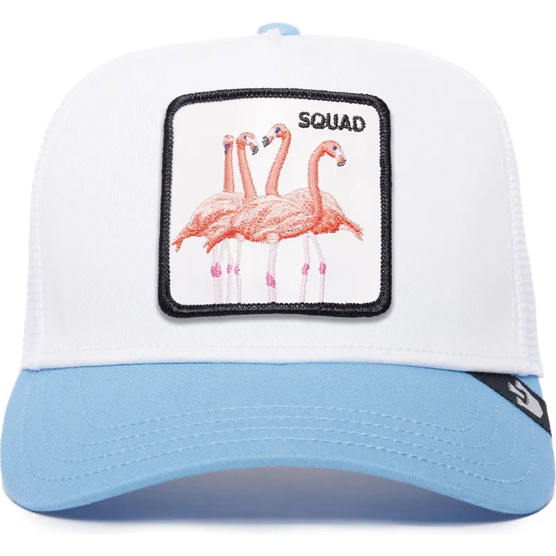 trucker-cap-weiss-und-blau-flamingo-squad-the-farm-premium-von-goorin-bros