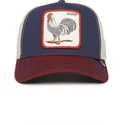 casquette-courbee-bleue-marine-beige-et-rouge-snapback-coq-cock-all-american-rooster-100-the-farm-all-over-canvas-goorin-bros