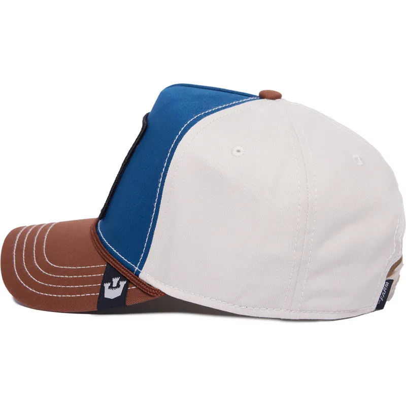 blaue-weisse-und-braune-curved-cap-snapback-bulldogge-tough-bully-100-the-farm-all-over-canvas-von-goorin-bros