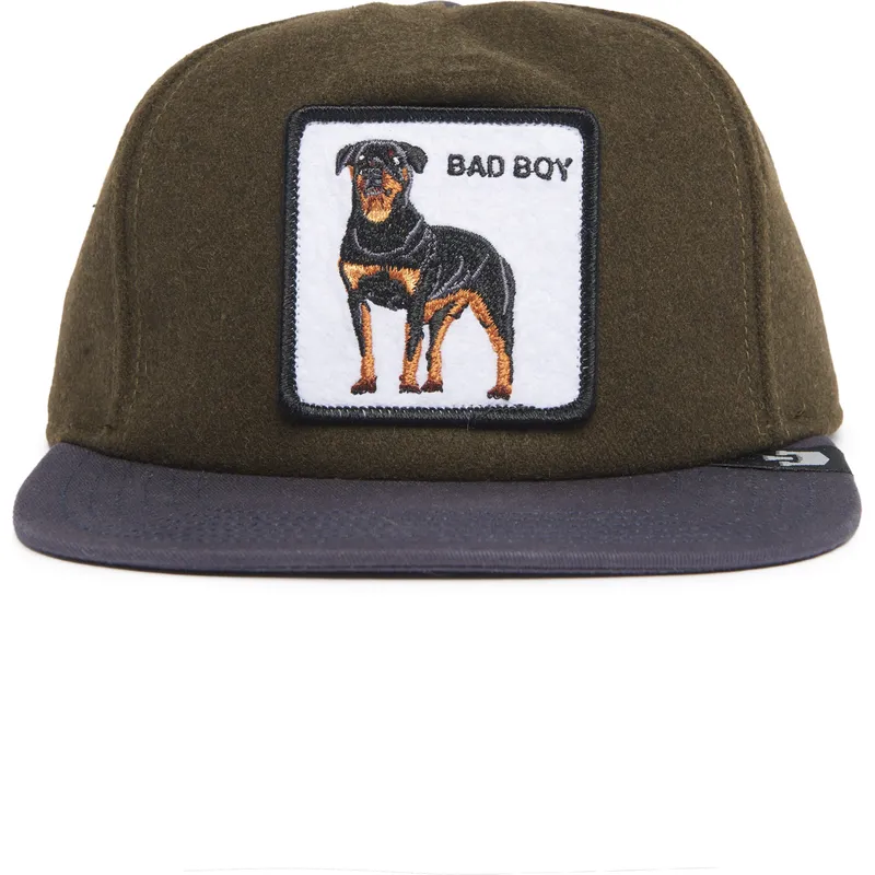 goorin-bros-bad-boy-top-dog-the-farm-flats-gron-og-bla-snapback-flad-kasket-med-rottweiler