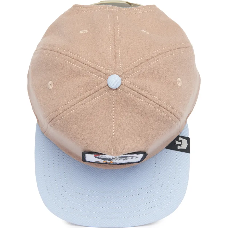 brun-og-bla-snapback-flad-kasket-med-hane-cock-free-range-the-farm-flats-fra-goorin-bros