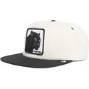 weisse-und-schwarze-flache-snapback-kappe-panther-black-panther-stealth-explorer-the-farm-flats-von-goorin-bros