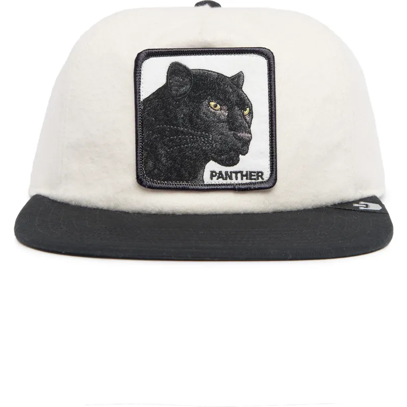 hvid-og-sort-flat-cap-snapback-panter-black-panther-stealth-explorer-the-farm-flats-fra-goorin-bros