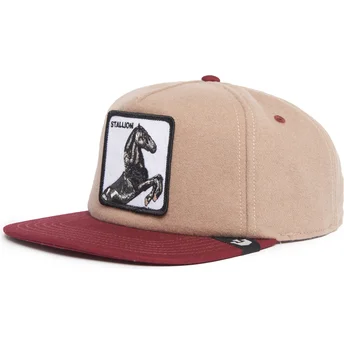Goorin Bros. Шапка с Плоска Козирка Кон Stallion Free Rider The Farm Flats Кафява и Червена Snapback