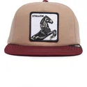goorin-bros-the-farm-flats-brun-og-rod-snapback-flad-kasket-med-hest-stallion-free-rider