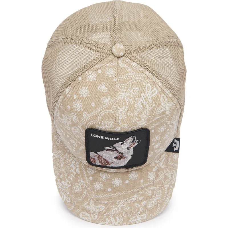 shapka-izvita-traker-bezhov-snapbek-lone-wolf-sign-o-the-times-the-farm-paisley-the-farm-ot-goorin-bros