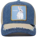 gorra-trucker-azul-y-beige-conejo-tricky-silky-rabbit-the-farm-silky-roots-de-goorin-bros