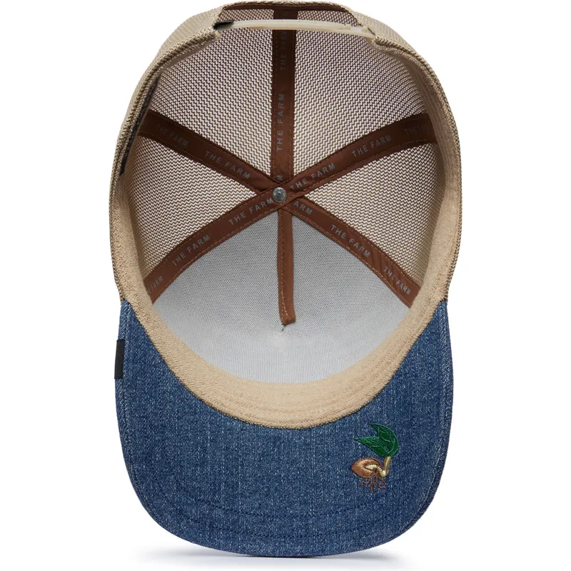 trucker-kasket-bla-og-beige-kanin-tricky-silky-rabbit-the-farm-silky-roots-fra-goorin-bros