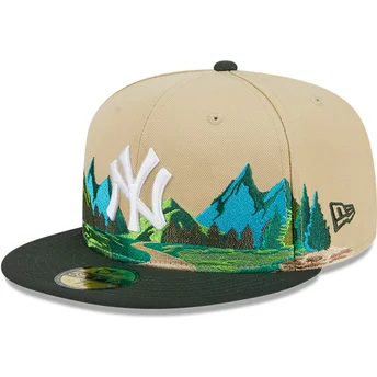 new-era-59fifty-team-landscape-new-york-yankees-mlb-flat-brim-cap-in-braun-und-grun