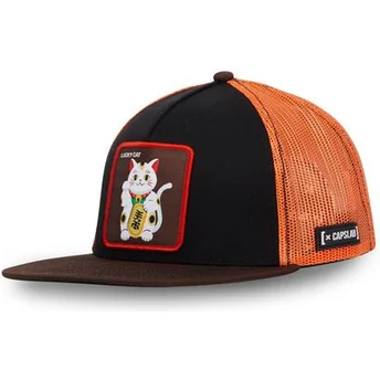 Sort og orange trucker cap Maneki-Neko Lucky Cat LUC fra Capslab