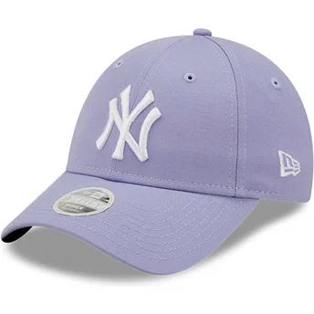 New Era Извита Периферия Дамска 9FORTY League Essential New York Yankees MLB Лилава Регулируема Шапка