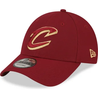 Шапка извита червена регулируем 9FORTY The League на Cleveland Cavaliers NBA от New Era