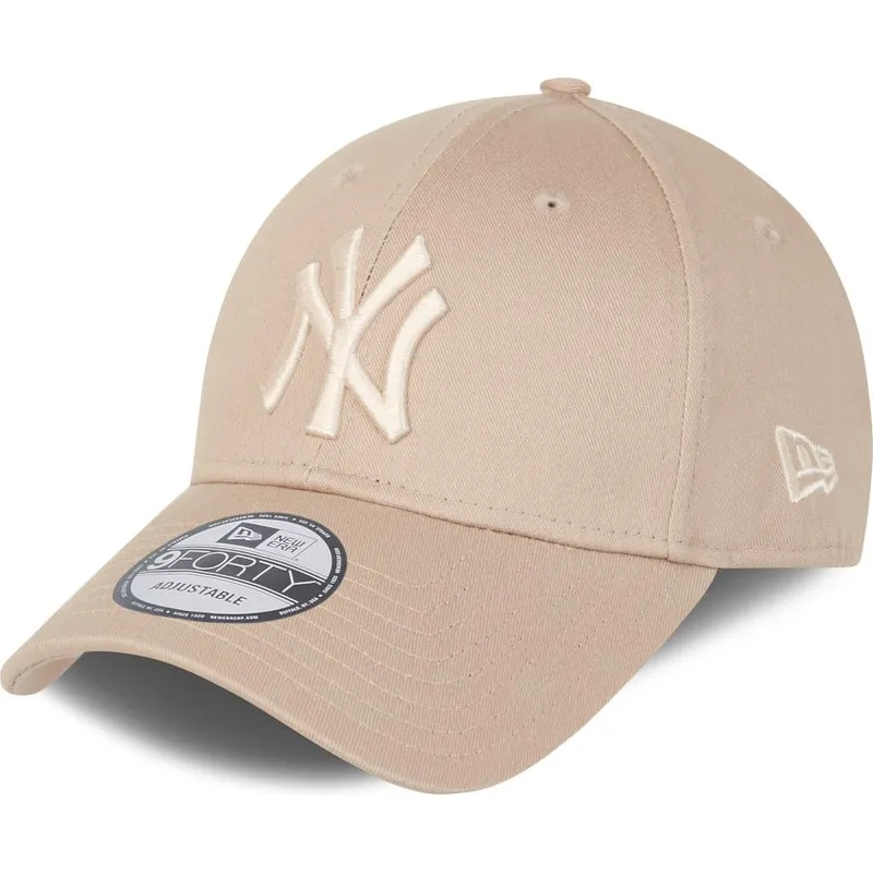 beige-verstellbare-curved-cap-mit-beigem-logo-9forty-league-essential-der-new-york-yankees-mlb-von-new-era