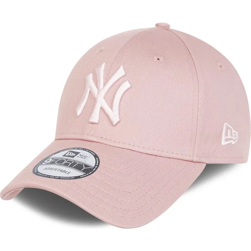 new-era-new-york-yankees-mlb-9forty-league-essential-justerbar-rosa-kasket-med-buet-skygge-og-rosa-logo