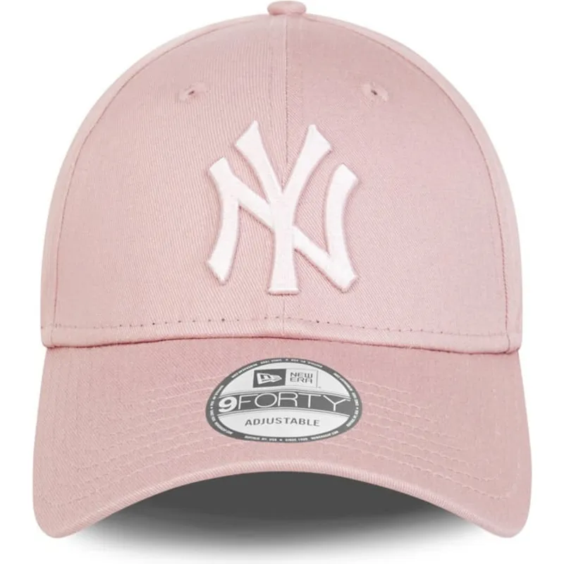 new-era-new-york-yankees-mlb-9forty-league-essential-justerbar-rosa-kasket-med-buet-skygge-og-rosa-logo