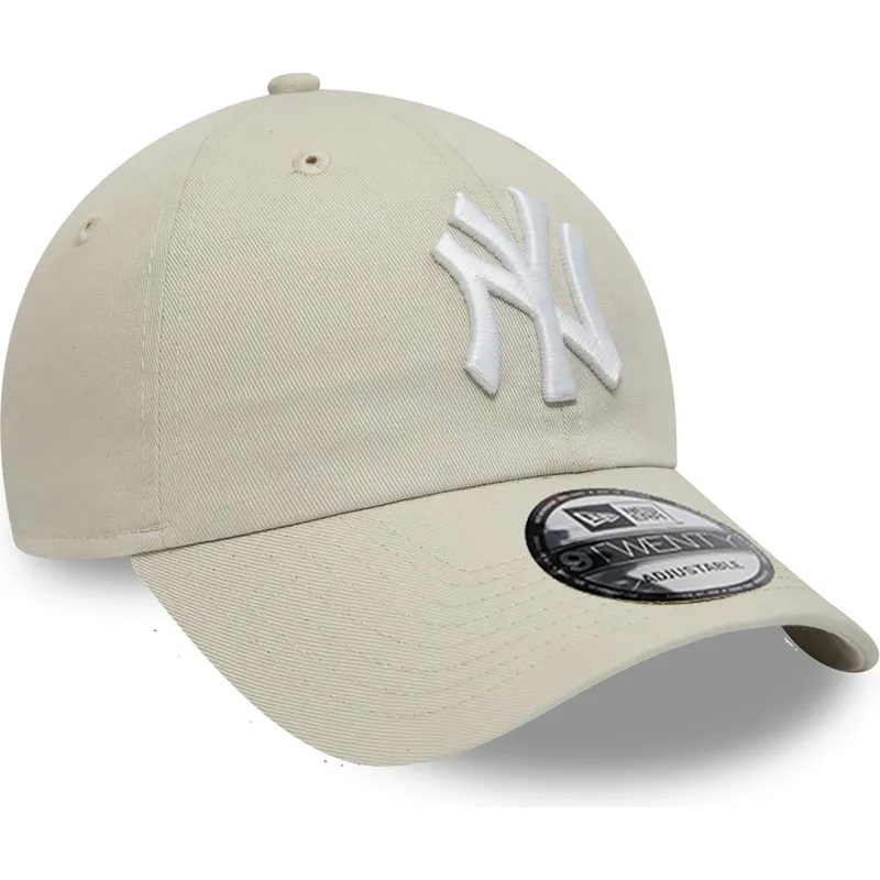 beige-justerbar-9twenty-league-essential-bollehat-fra-new-york-yankees-mlb-fra-new-era