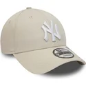 new-era-curved-brim-9forty-repreve-league-essential-new-york-yankees-mlb-beige-adjustable-cap