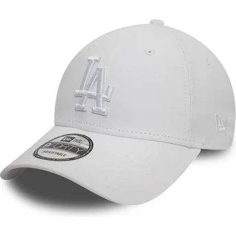 Hvid justerbar curved cap med hvidt logo 9FORTY League Essential fra Los Angeles Dodgers MLB fra New Era