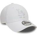 hvid-justerbar-buet-kasket-med-hvidt-logo-9forty-league-essential-fra-los-angeles-dodgers-mlb-fra-new-era