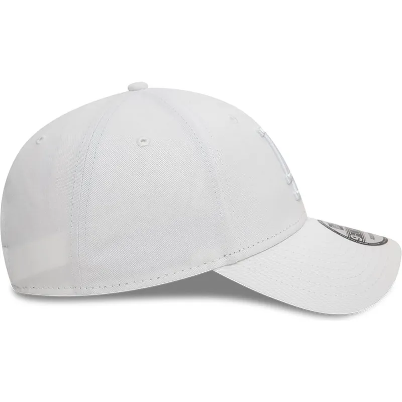 hvid-justerbar-curved-cap-med-hvidt-logo-9forty-league-essential-fra-los-angeles-dodgers-mlb-fra-new-era