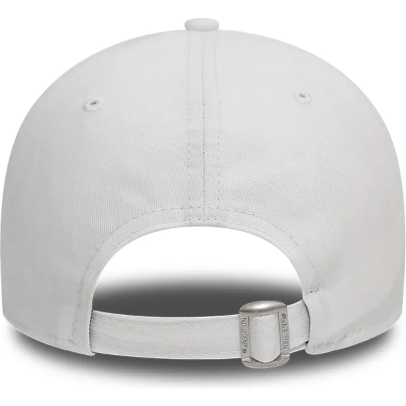 hvid-justerbar-buet-kasket-med-hvidt-logo-9forty-league-essential-fra-los-angeles-dodgers-mlb-fra-new-era