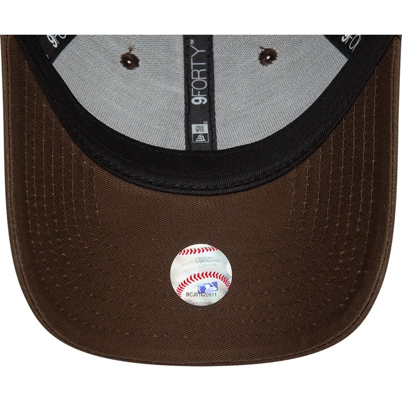 new-era-izvita-kozirka-damska-tmnokafyava-logo-9forty-league-essential-new-york-yankees-mlb-tmnokafyava-reguliruema-shapka