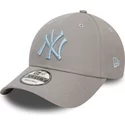 casquette-courbee-grise-ajustable-avec-logo-bleu-9forty-league-essential-new-york-yankees-mlb-new-era