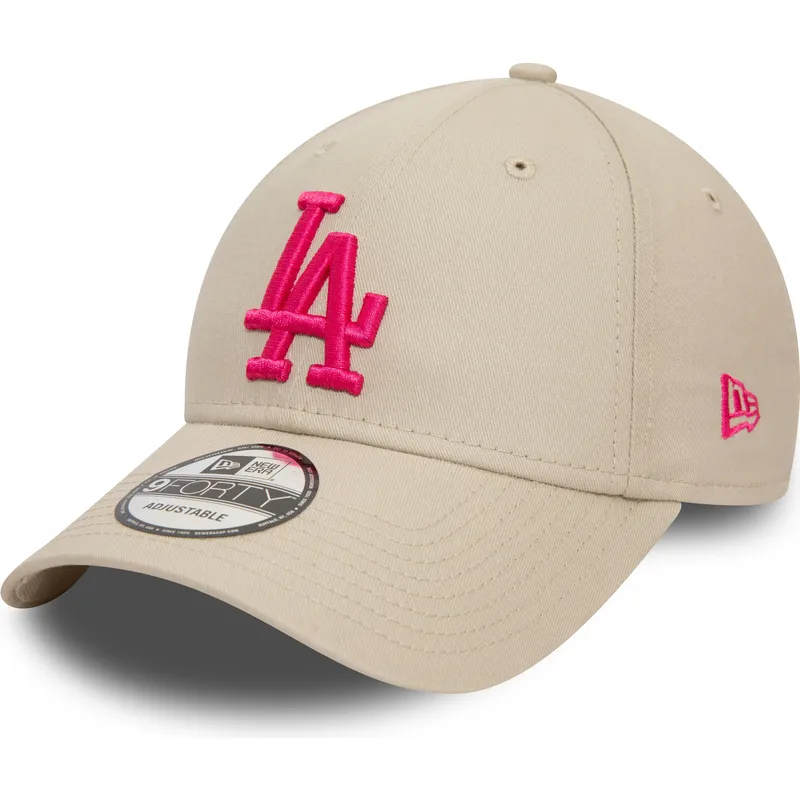 shapka-izvita-bezhov-reguliruem-rosa-9forty-league-essential-na-los-angeles-dodgers-mlb-ot-new-era