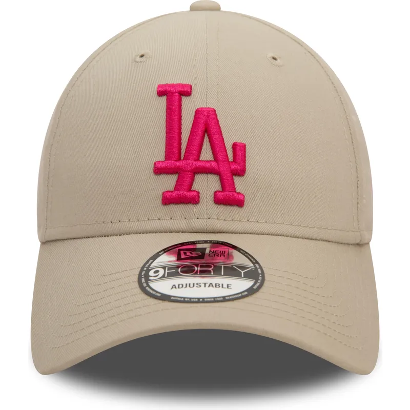 shapka-izvita-bezhov-reguliruem-rosa-9forty-league-essential-na-los-angeles-dodgers-mlb-ot-new-era