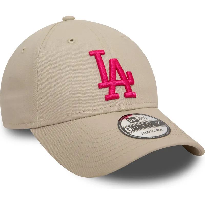 shapka-izvita-bezhov-reguliruem-rosa-9forty-league-essential-na-los-angeles-dodgers-mlb-ot-new-era