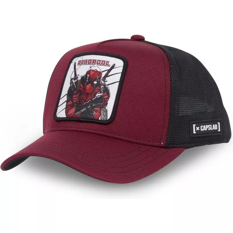 capslab-youth-deadpool-kidbad1-marvel-comics-maroon-and-black-trucker-hat