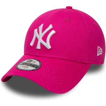 Розова извита регулируема шапка за момче 9FORTY Essential на New York Yankees MLB от New Era