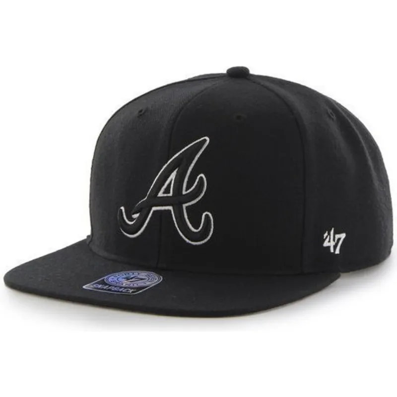 shapka-ploska-cherna-snapbek-na-atlanta-braves-mlb-ot-47-brand