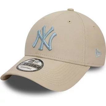 Casquette courbée beige ajustable avec logo bleu claire 9FORTY League Essential New York Yankees MLB New Era