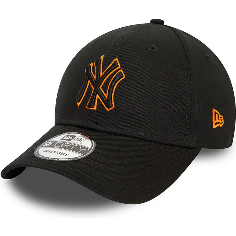 schwarze-verstellbare-curved-cap-mit-orangem-logo-9forty-team-outline-der-new-york-yankees-mlb-von-new-era